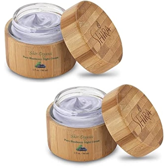 SHIRA SHIR ORGANIC BLUEBERRY NIGHT CREAM FOR NOURISHED, WRINKLE-FREE, RADIANT SKIN. MOISTURIZER FACE CREAM WITH ANTI-AGING FORMULA KEEPS SKIN HYDRATED, FACIAL SKIN CARE PRODUCT 50ML (PACK OF 2) - Image 1